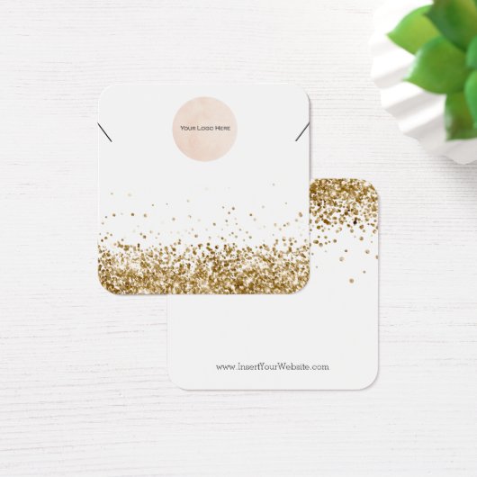 Uw Logo Gold Glitter Ketting DisplayCard Vierkante Visitekaartjes (Bureau)