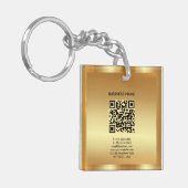 Uw Logo Gold QR-code dubbelzijdig vierkant Sleutelhanger (Voorkant Links)