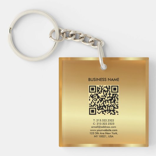 Uw Logo Gold QR-code dubbelzijdig vierkant Sleutelhanger (Voorkant)