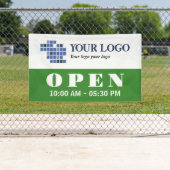 Uw Logo Green Open Business openingstijden Spandoek (Insitu)