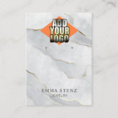 Uw Logo Grijs Gouden Lijnen Marmeren Oorbel Houder Visitekaartje (Voorkant)