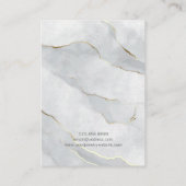Uw Logo Grijs Gouden Lijnen Marmeren Oorbel Houder Visitekaartje (Achterkant)