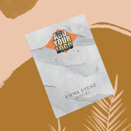 Uw Logo Grijs Gouden Lijnen Marmeren Oorbel Houder Visitekaartje