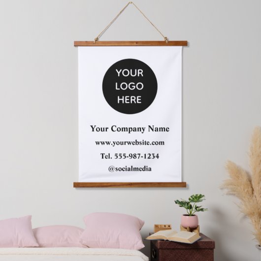 Uw Logo Here Business Minimalistisch Modern Bold Hangend Wandkleed (Slaapkamer)