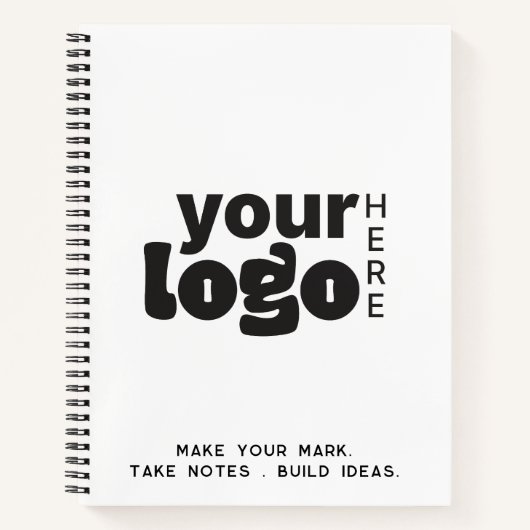 Uw Logo Here Professioneel Zwart Wit Merk Notitieboek (Voorkant)