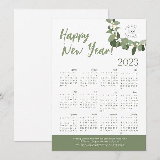 Uw Logo hier 2023 Agenda - Gelukkig Nieuwjaar Feestdagenkaart (Voorkant / Achterkant)