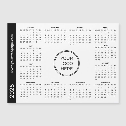 Uw Logo Hier 2025 witte magnetische kalender (Voorkant)