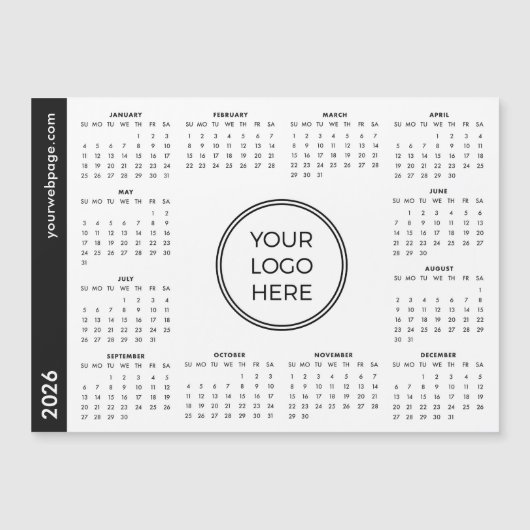 Uw Logo Hier 2026 witte magnetische kalender (Voorkant)