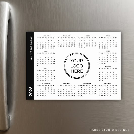 Uw Logo Hier 2026 witte magnetische kalender
