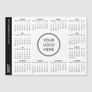 Uw Logo Hier 2027 witte Magnetische Kalender