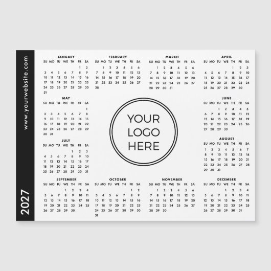 Uw Logo Hier 2027 witte Magnetische Kalender (Voorkant)
