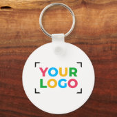 Uw Logo Hier Aangepast Bedrijf Wit Sleutelhanger (Voorkant)