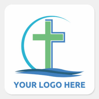 Uw Logo Hier Aangepaste Kerk Marketing Vierkante Sticker