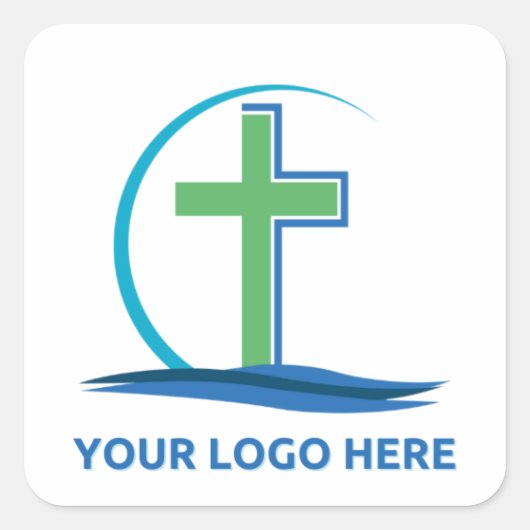 Uw Logo Hier Aangepaste Kerk Marketing Vierkante Sticker (Voorkant)