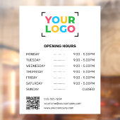 Uw Logo Hier Aangepaste openingstijden Business Wh Raamsticker (Vel 2)