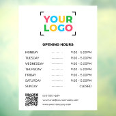Uw Logo Hier Aangepaste openingstijden Business Wh Raamsticker (Vel 3)