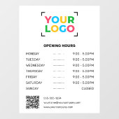 Uw Logo Hier Aangepaste openingstijden Business Wh Raamsticker (Vel)