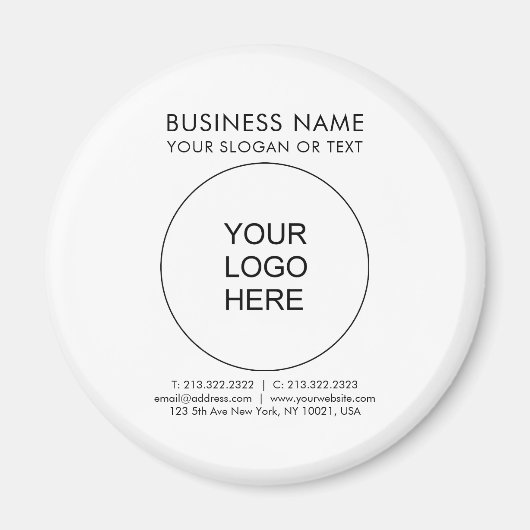 Uw Logo hier aangepaste zakelijke cirkel Sjabloon Magneet (Voorkant)