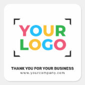 Uw Logo hier bedankt Small Business White Vierkante Sticker (Voorkant)