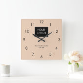 Uw Logo hier BedrijfsBedrijf beige Vierkante Klok (Huis)