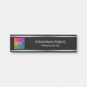 Uw Logo hier Black en Silver Business Company Deurbordje (Voorkant)