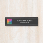 Uw Logo hier Black en Silver Business Company Deurbordje (Voorkant)