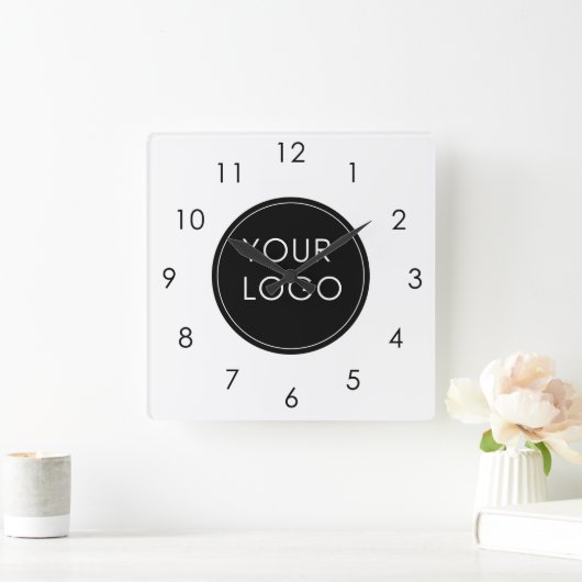 Uw Logo hier Business Company White Vierkante Klok (Huis)