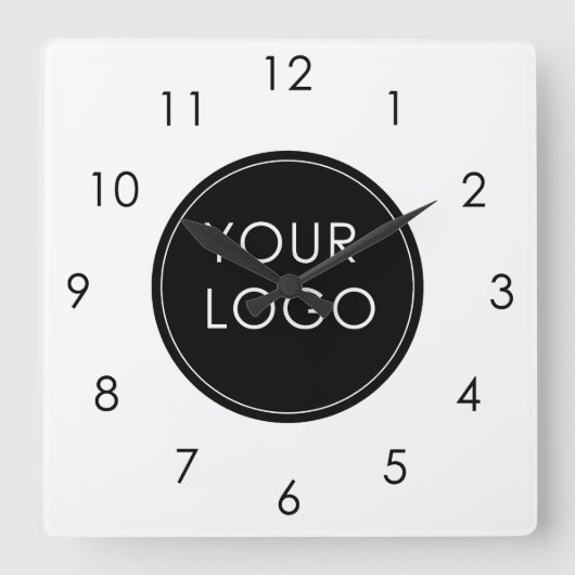 Uw Logo hier Business Company White Vierkante Klok (Voorkant)