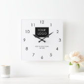 Uw Logo hier Business Company White Vierkante Klok (Huis)