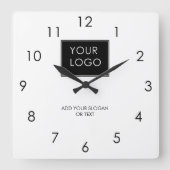 Uw Logo hier Business Company White Vierkante Klok (Voorkant)