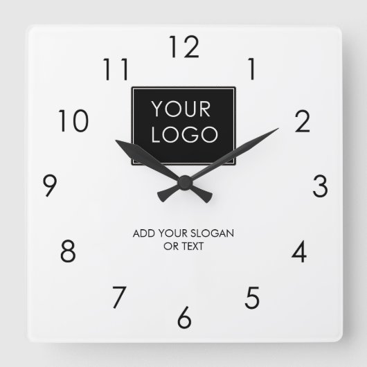 Uw Logo hier Business Company White Vierkante Klok (Voorkant)