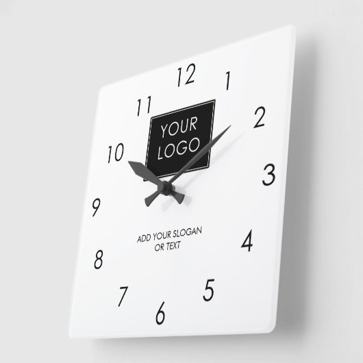 Uw Logo hier Business Company White Vierkante Klok (Hoek)