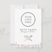 Uw Logo Hier Cake Bakken Chef Bloemen Waterverf Kaart (Voorkant)