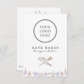 Uw Logo Hier Cake Bakken Chef Bloemen Waterverf Kaart (Voorkant / Achterkant)