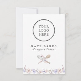 Uw Logo Hier Cake Bakken Chef Bloemen Waterverf Kaart