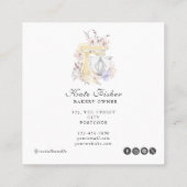 Uw Logo Hier Cake Bakken Chef Bloemen Waterverf Vierkante Visitekaartje (Achterkant)