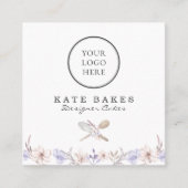 Uw Logo Hier Cake Bakken Chef Bloemen Waterverf Vierkante Visitekaartje (Voorkant)