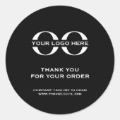 Uw Logo hier Dank u Business Logo Black Ronde Sticker (Voorkant)