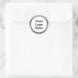 Uw Logo Hier Donkerblauw Zilver en Witte Sjabloon Ronde Sticker