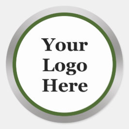 Uw Logo hier donkergroen wit zilver Sjabloon Ronde Sticker