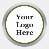 Uw Logo hier donkergroen wit zilver Sjabloon Ronde Sticker (Voorkant)