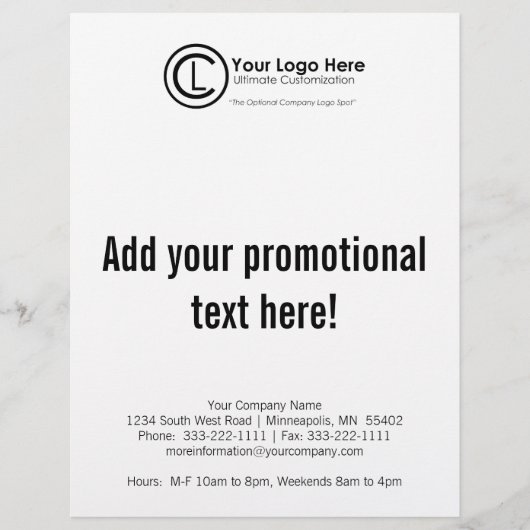 Uw Logo hier Eenvoudige en aangepaste marketingbro Flyer (Voorkant)