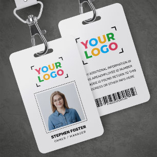 Uw Logo Hier Eenvoudige Werknemersfoto Wit Badge