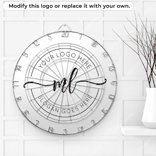 Uw Logo Hier Elegant Monogram Zwart-wit Dartbord