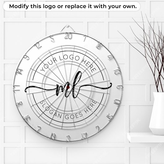 Uw Logo Hier Elegant Monogram Zwart-wit Dartbord