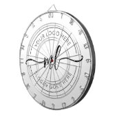 Uw Logo Hier Elegant Monogram Zwart-wit Dartbord (Voorkant Rechts)