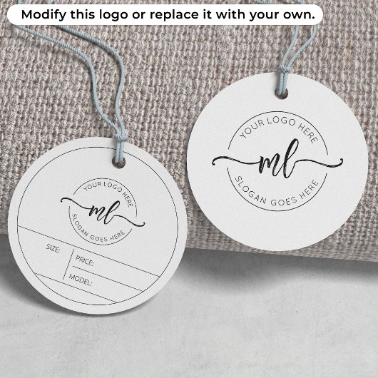 Uw Logo Hier Elegante Monogram Kleding Hang Label
