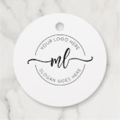 Uw Logo Hier Elegante Monogram Kleding Hang Label (Achterkant)