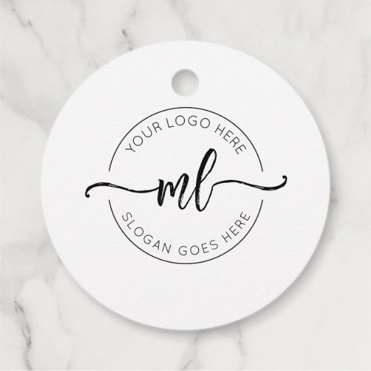 Uw Logo Hier Elegante Monogram Kleding Hang Label (Achterkant)