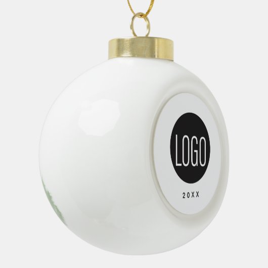Uw logo hier en het jaar Kerstmis Keramische Bal Ornament (Links)